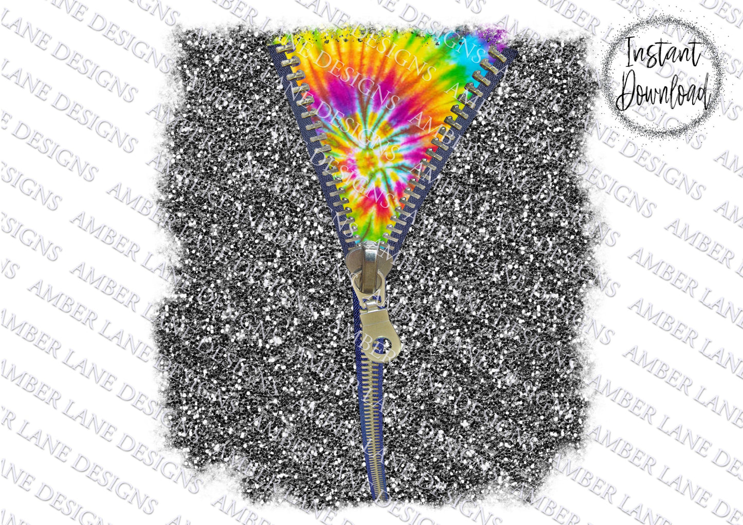 Zipper with Tie-dye and glitter background, Sublimation png