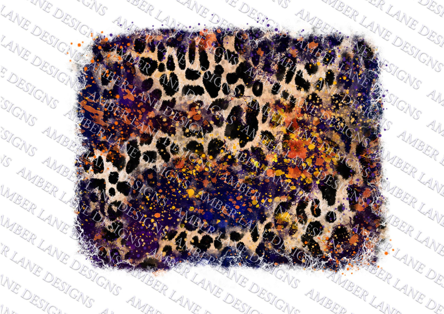 Purple Blue Splats and Leopard Background, frame,  png file