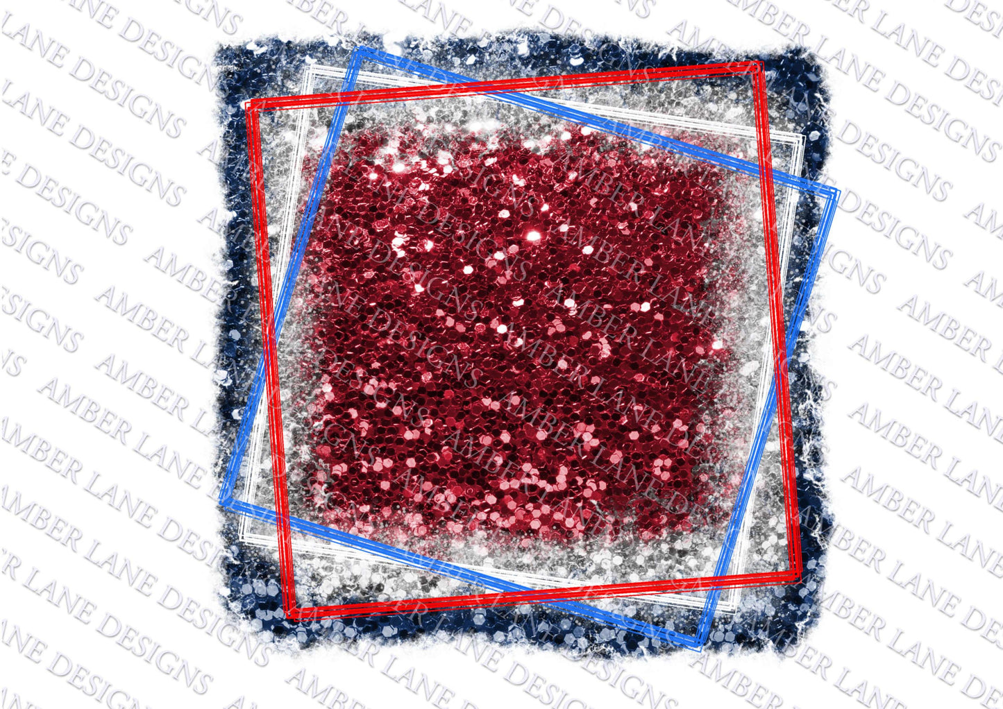 USA glitter frame, red ,white and blue 4th July ,PNG file,