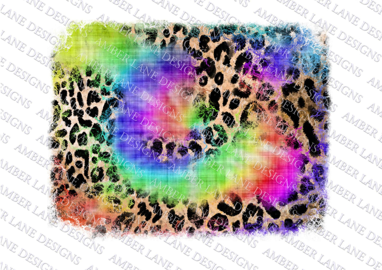Rainbow leopard tie dye backsplash ,PNG file,