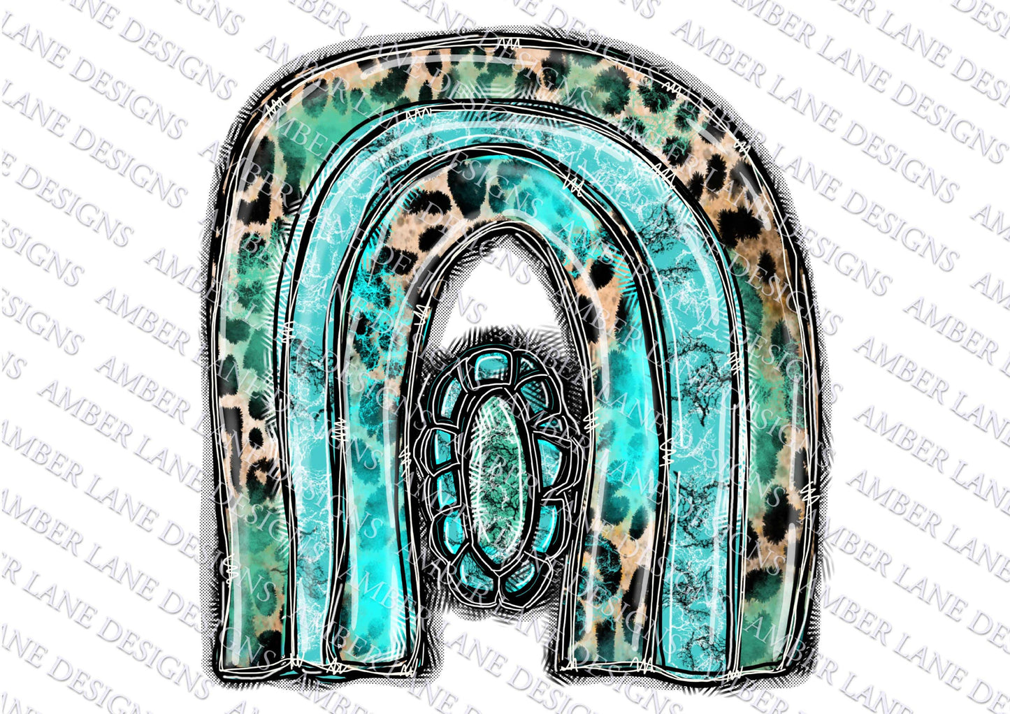 Turquoise Western Rainbow, Gem Stone png file  (file only) tumbler wrap