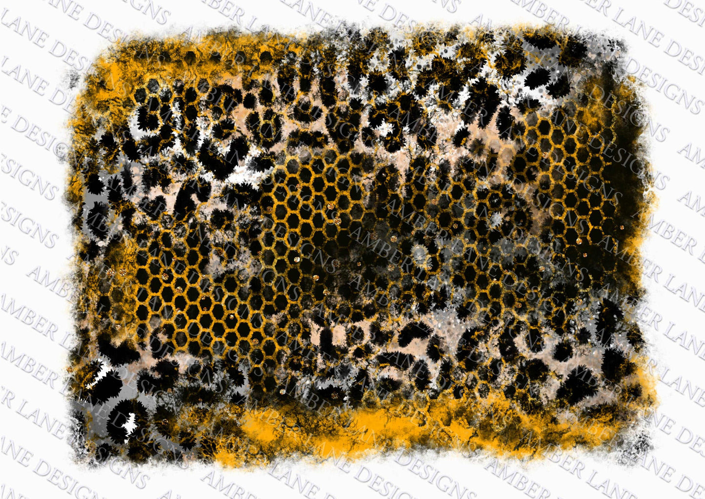 Golden Hive Elegance: Honeycomb, Leopard, and Gold Glitter Hand  Distressed Grunge Splash Background, png Queen Bee Bling Gilded Wilderness