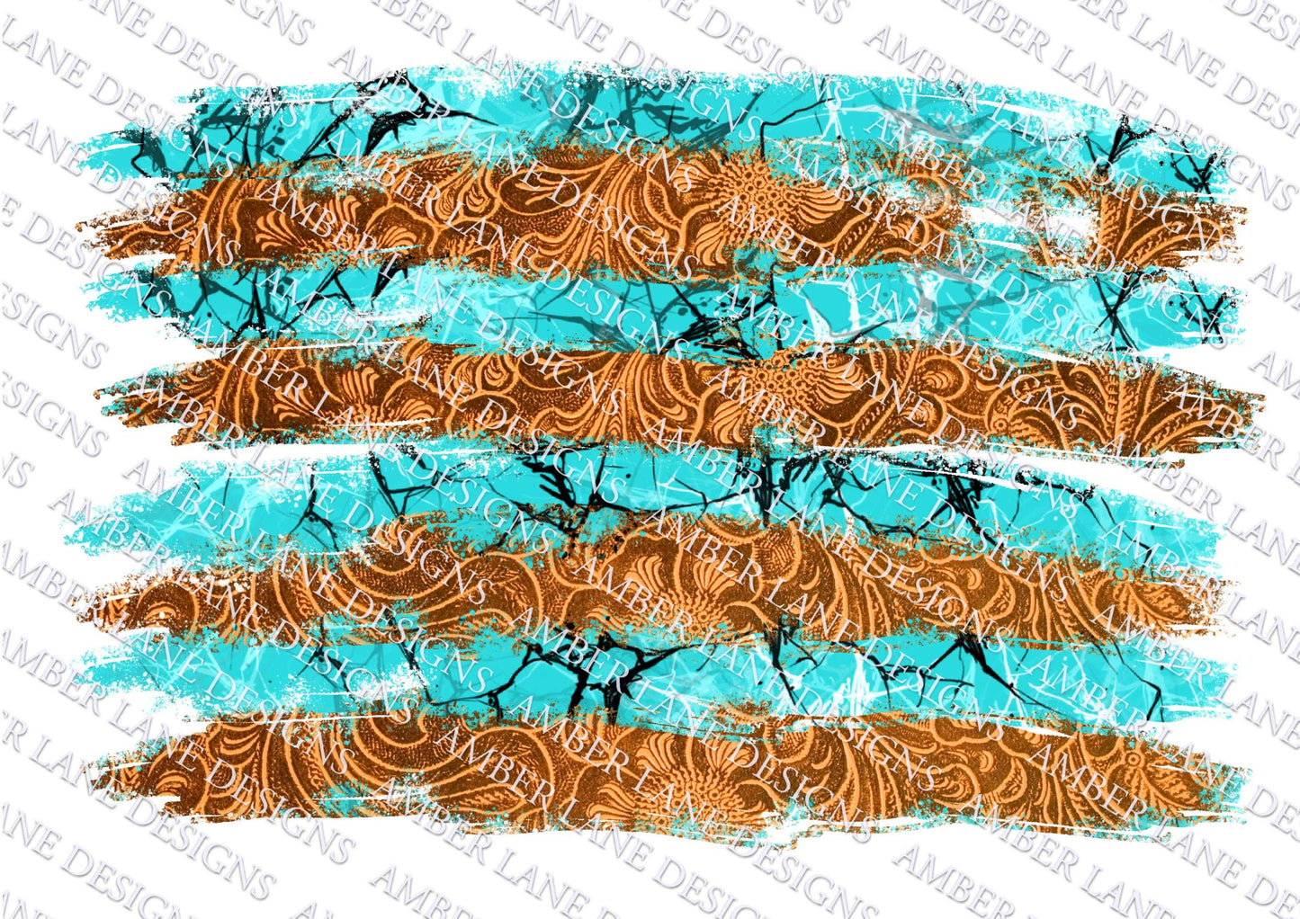 Distressed Tooled Leather and turquoise brushstrokes  , png file , (file only) not individual elements tumbler wrap