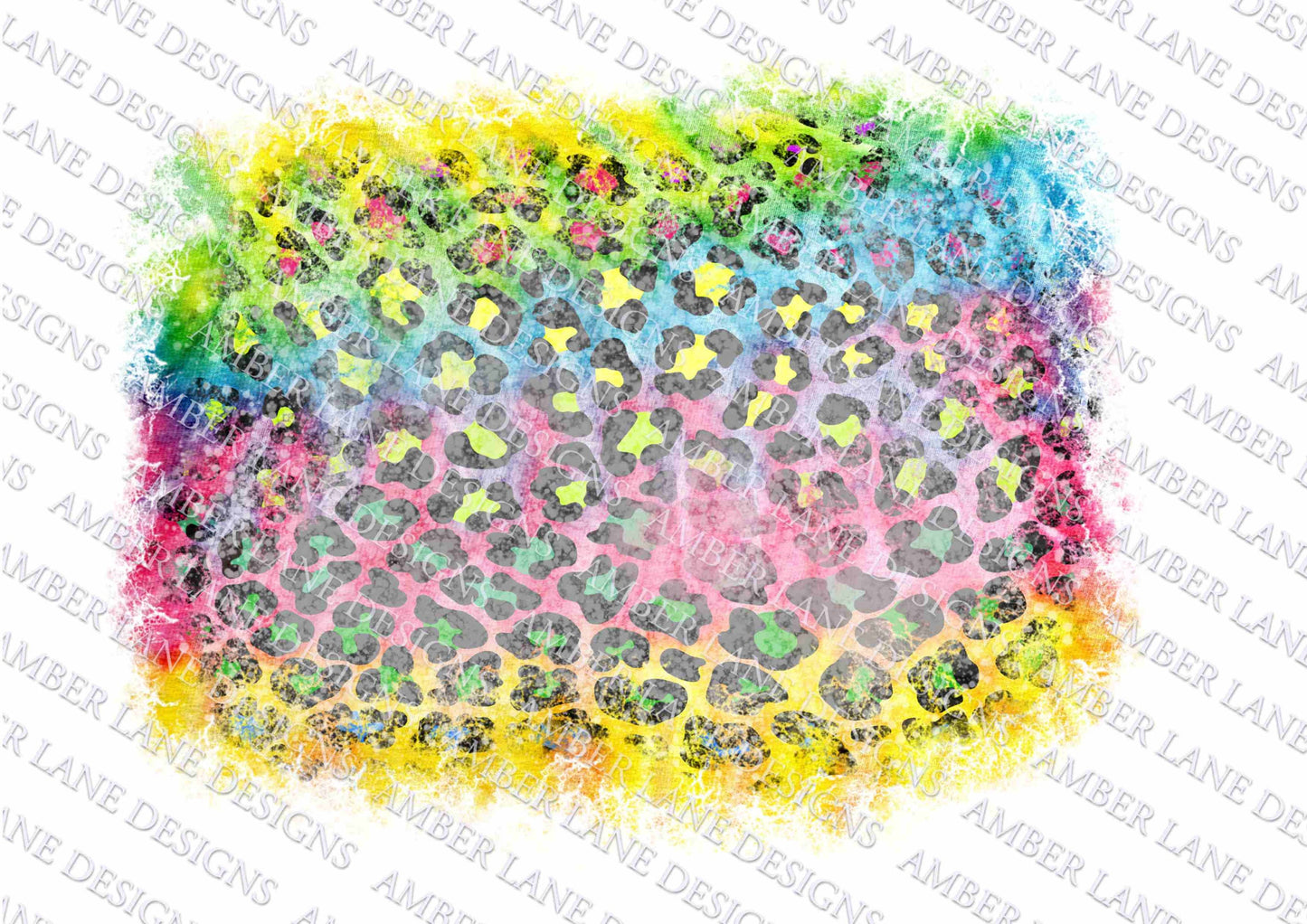 Tie Dye leopard and rainbow, distressed frame, background png file
