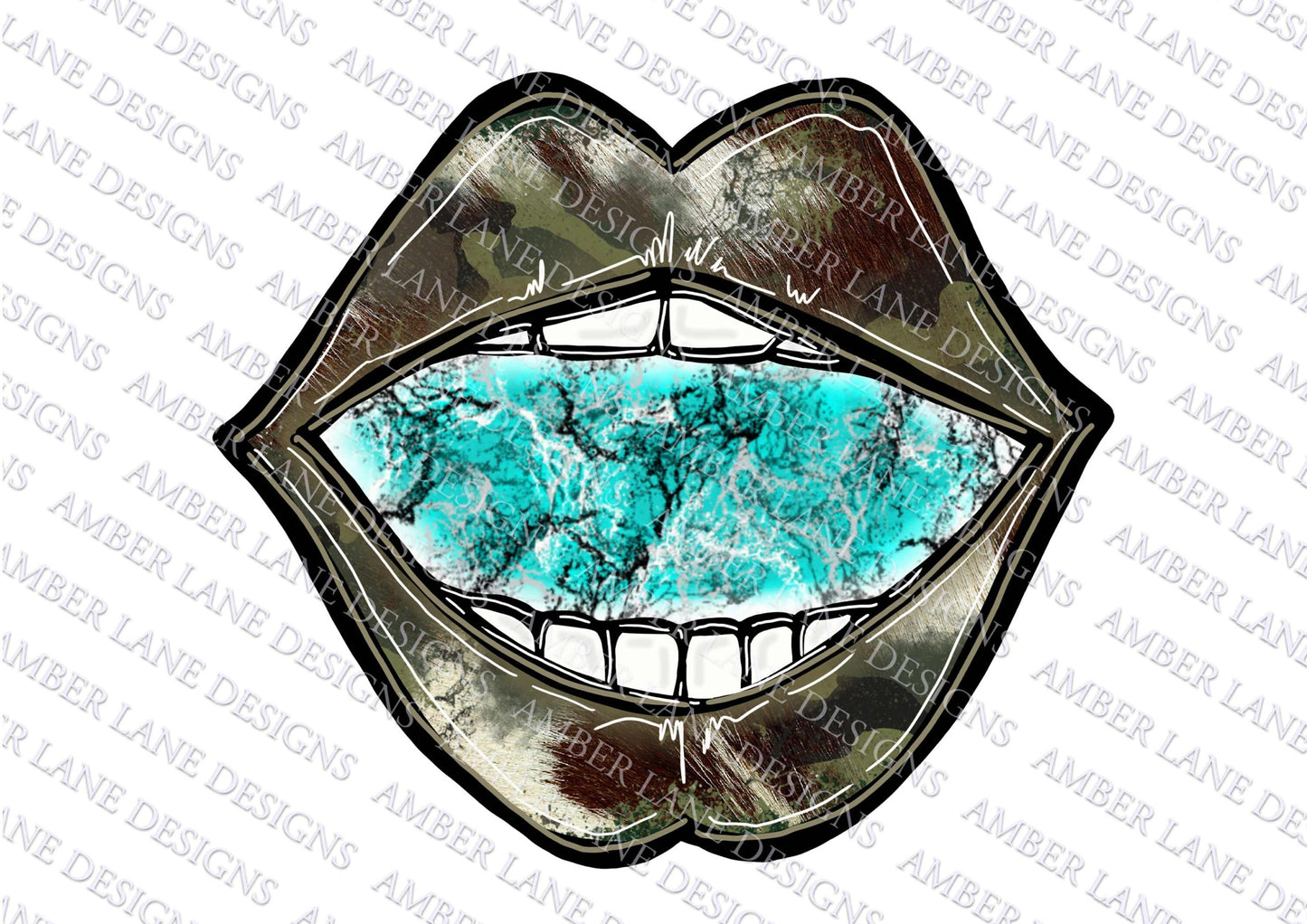 Western lips, Camouflage ,cowhide and Turquoise Lips PNG