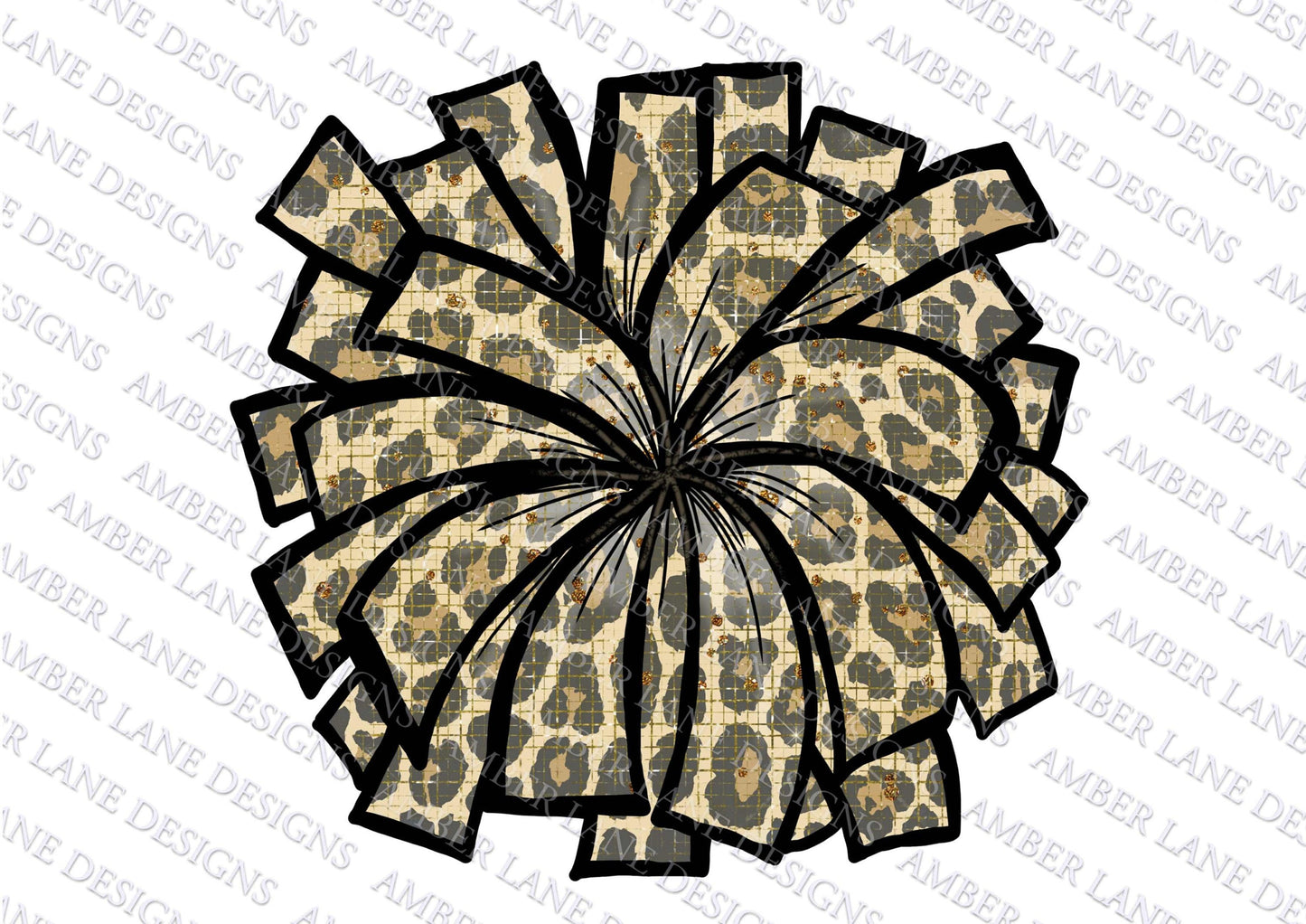 Leopard print cheerleader pom pom, Sublimation PNG Design