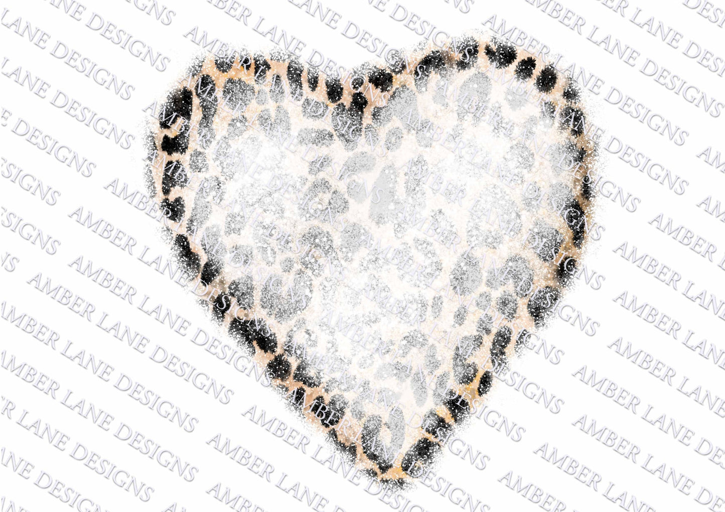 Bleached Heart with cheetah, leopard print, affect, T- shirt  ,png file only