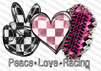 Peace, love racing png ,Pink Racing Track, PNG file (hollow text)