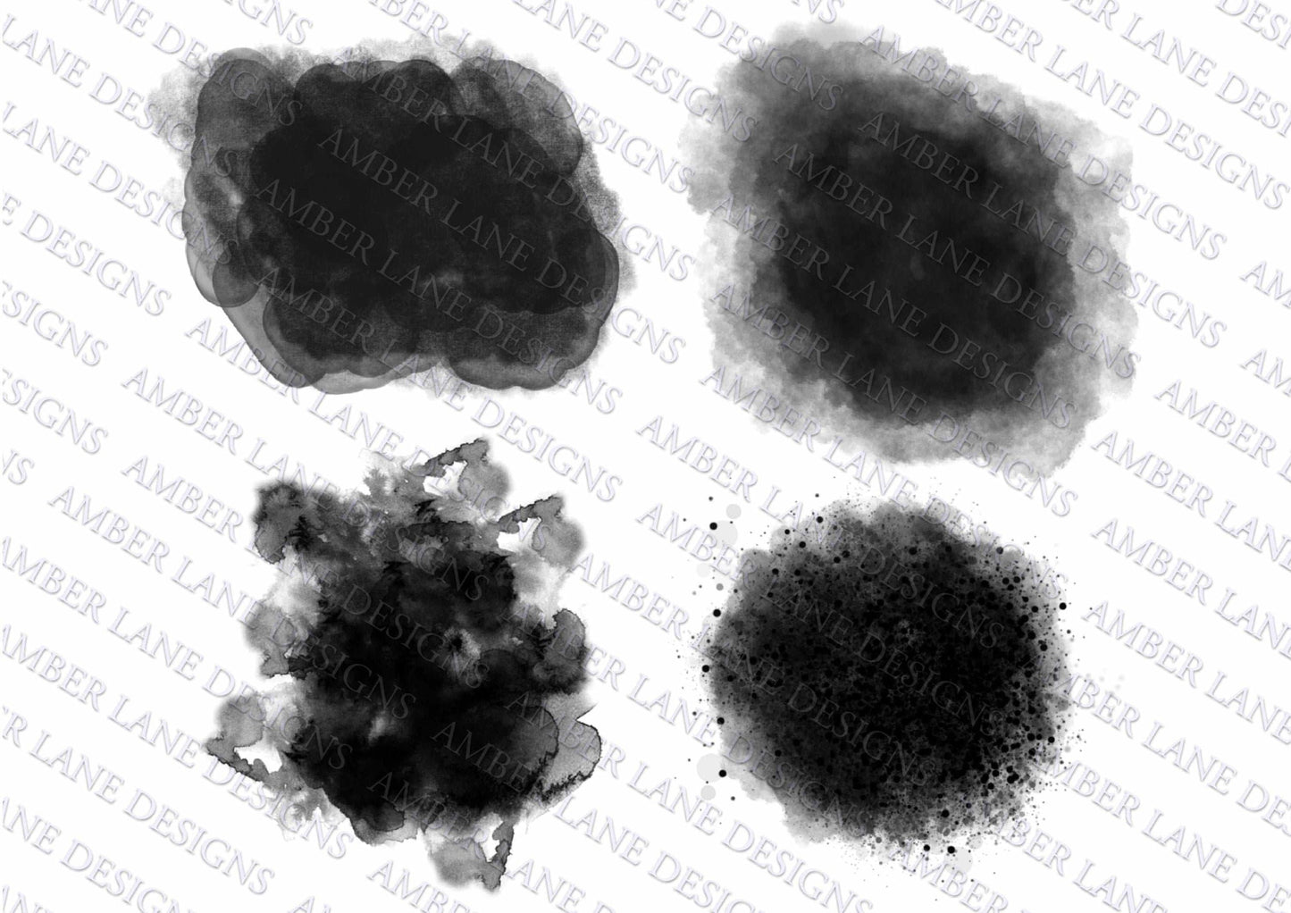 Blank Ink Blobs, Black Ink Watercolor , hand drawn, Design Bundle, 4  PNG files tumbler wrap