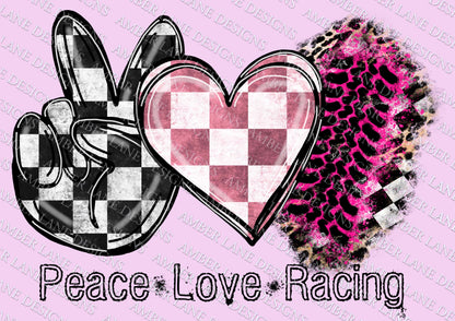 Peace, love racing png ,Pink Racing Track, PNG file (hollow text)