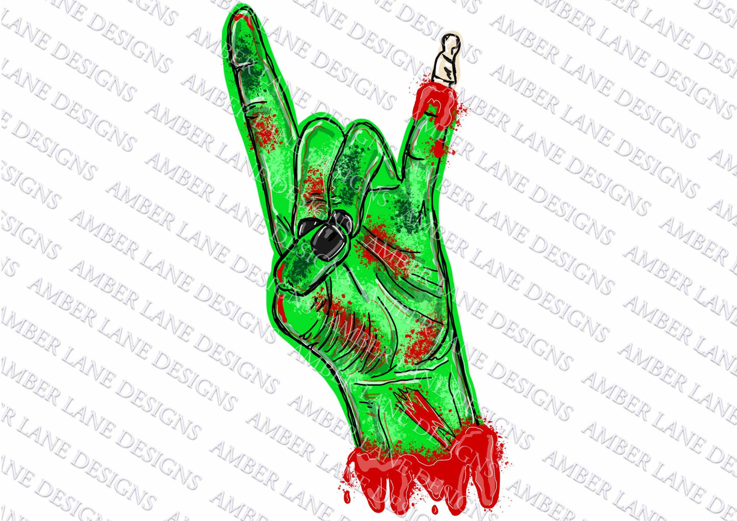 Zombie rock Halloween Hand |Sublimation PNG Design | Hand Drawn |