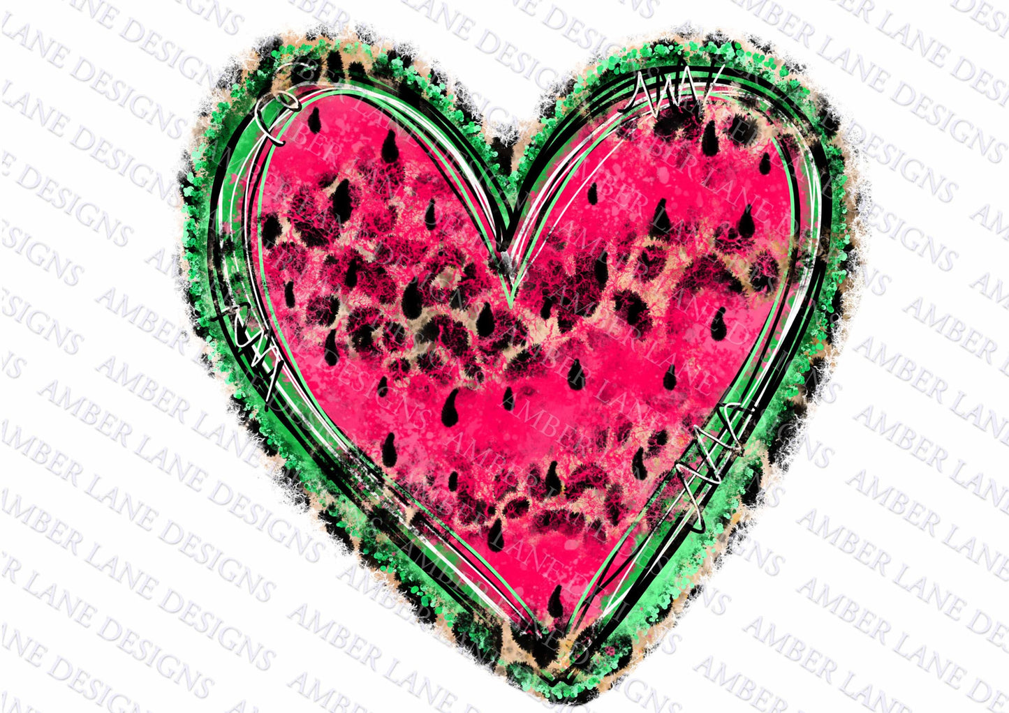 Watermelon heart with leopard, png file,  , Printable , Digital Art
