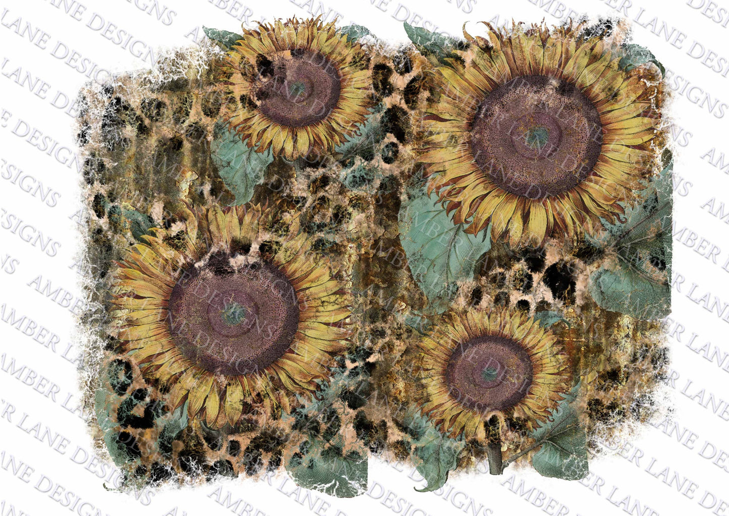 Sunflower, Leopard and Rust, PNG background, backsplash file