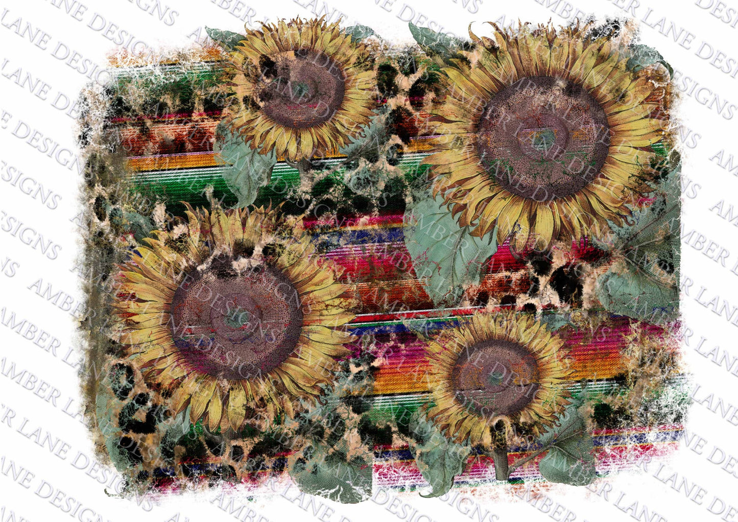 Sunflower, Leopard, serape and Rust, PNG background, backsplash file