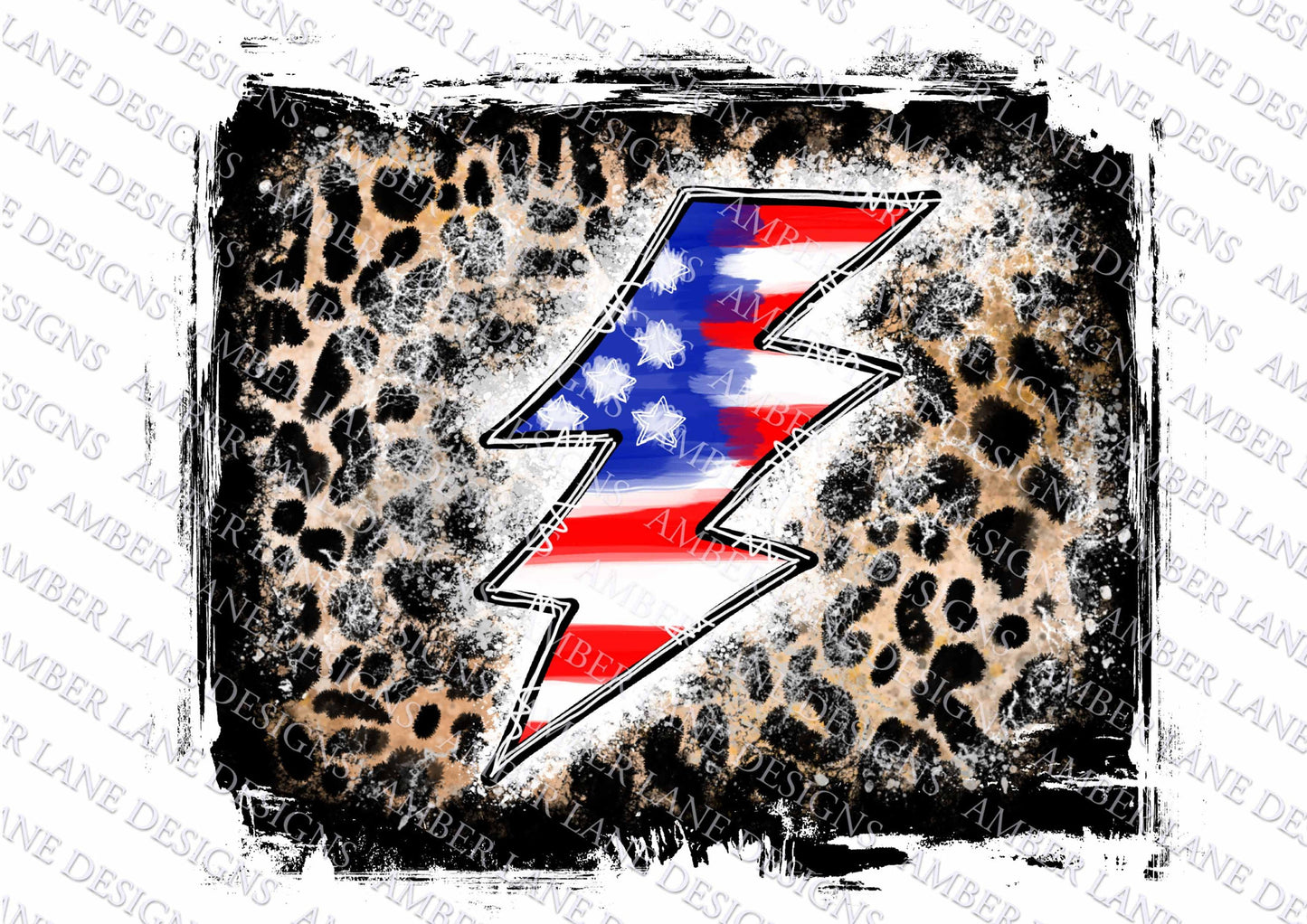 Grunge USA, Leopard bleach,  lightning bolt png file. 4th July. tumbler wrap
