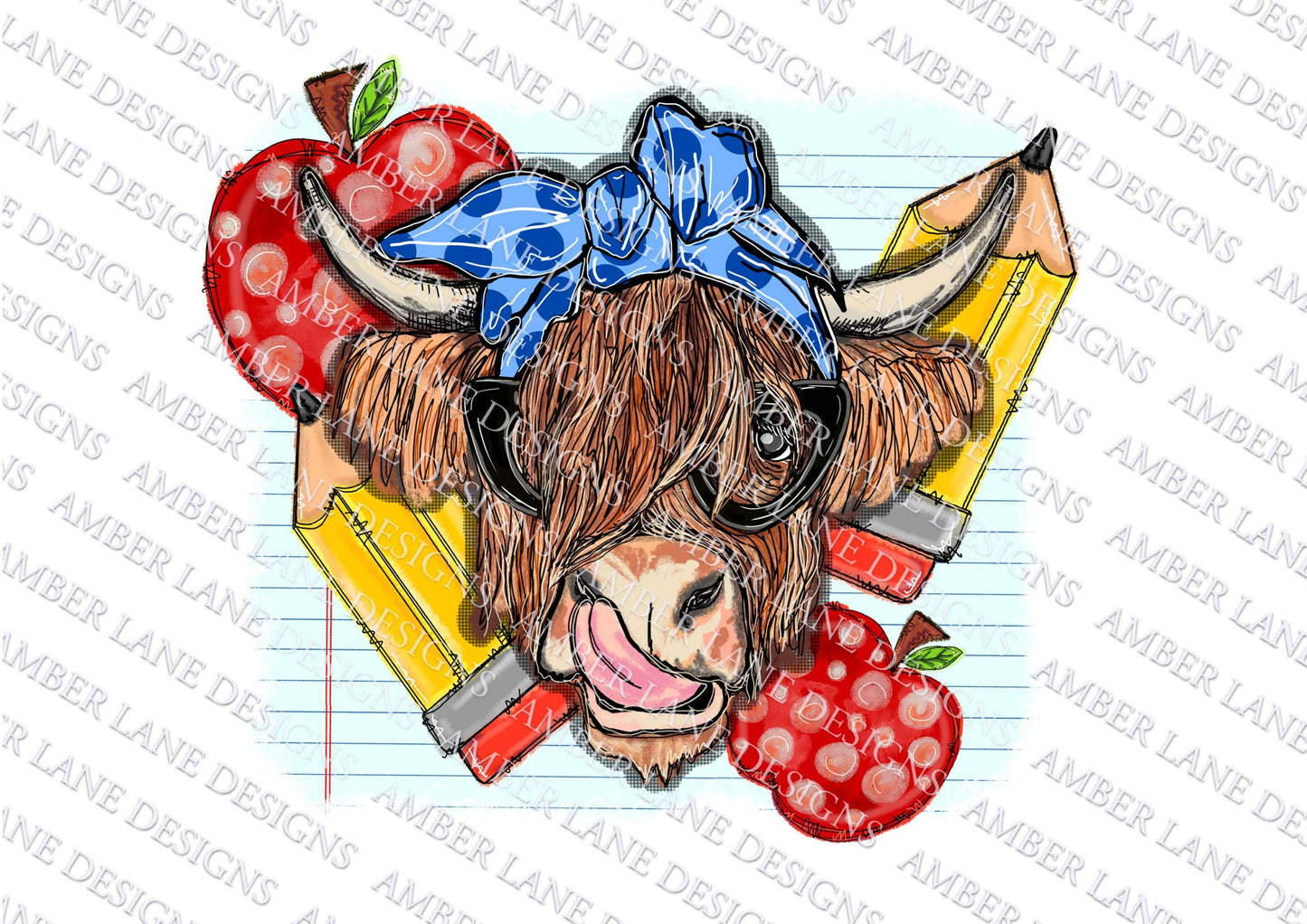 Back-to-School Bovine Bliss: Highland Cow PNG Design Schoolyard Sass Safari Educational Elegance Classroom Chic