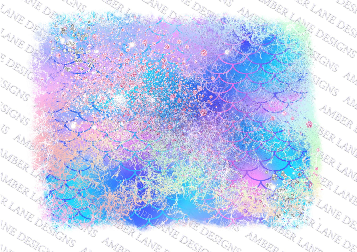 Mermaid pastel Glitter scales,  background frame ,  png file