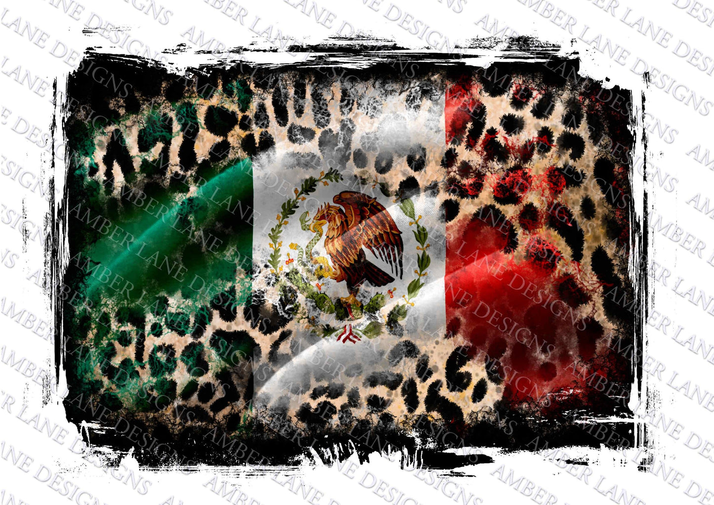 Mexican Flag with Leopard , PNG file tumbler wrap