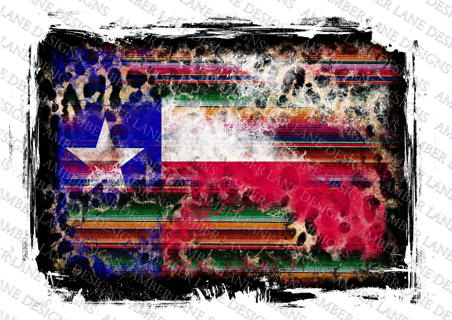 Texas Flag with Leopard and serape print , PNG file