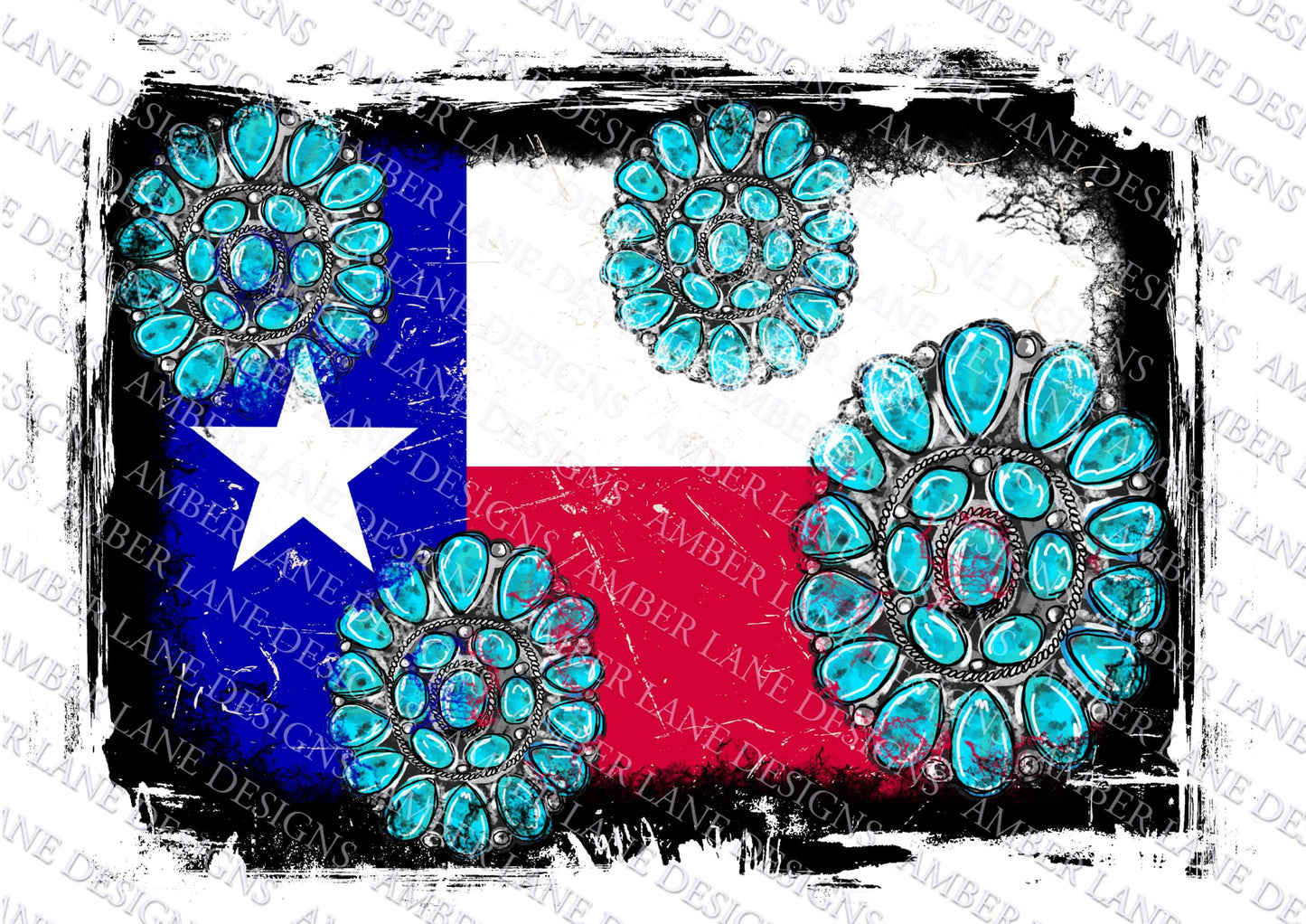 Texas and Turquoise grunge distressed flag , PNG file