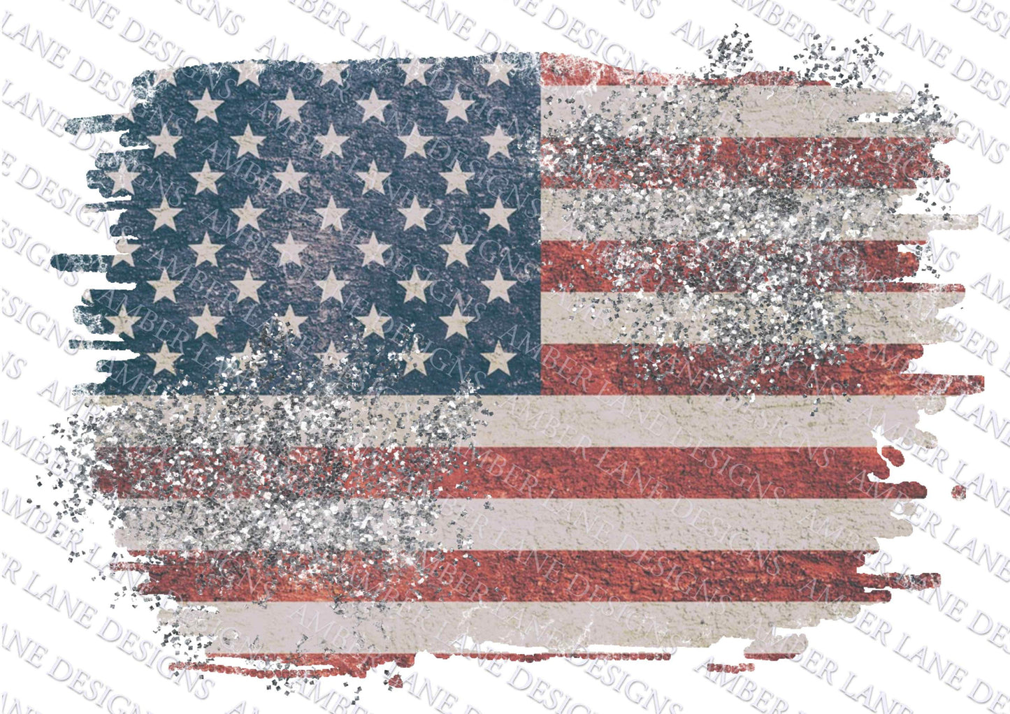 USA distressed flag with silver glitter patches , PNG file