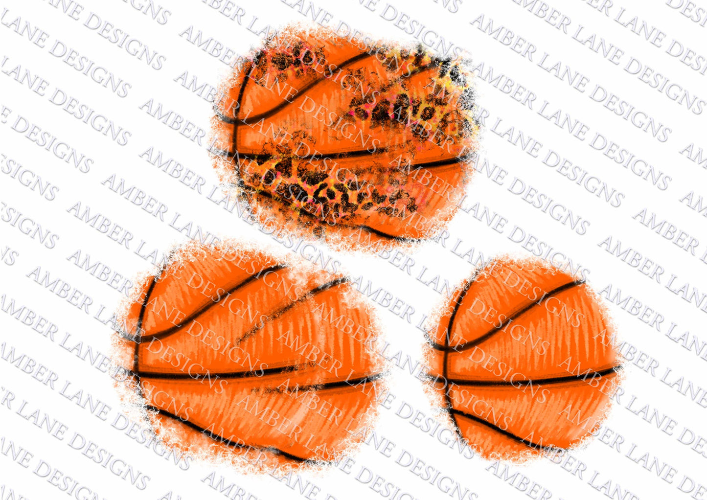 Basketball and leopard patches,  Watercolor  Background PNG bundle