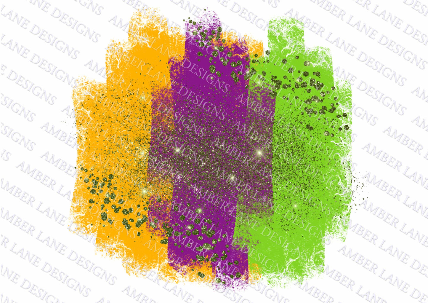 Mardi Gras brushstrokes with glitter background, png file