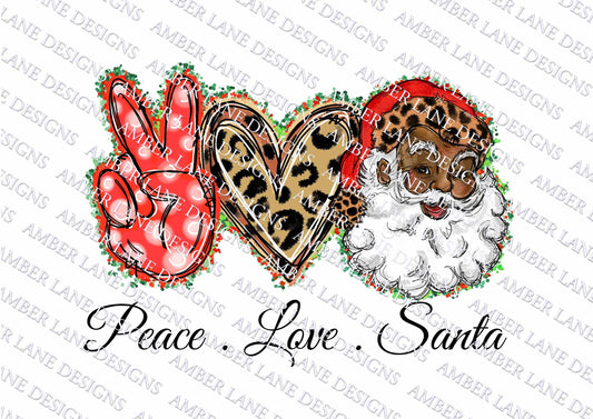Vintage Black Santa Claus with Leopard Santa Hat Father Christmas Classic Elegance Peace Love Nostalgic Noel
