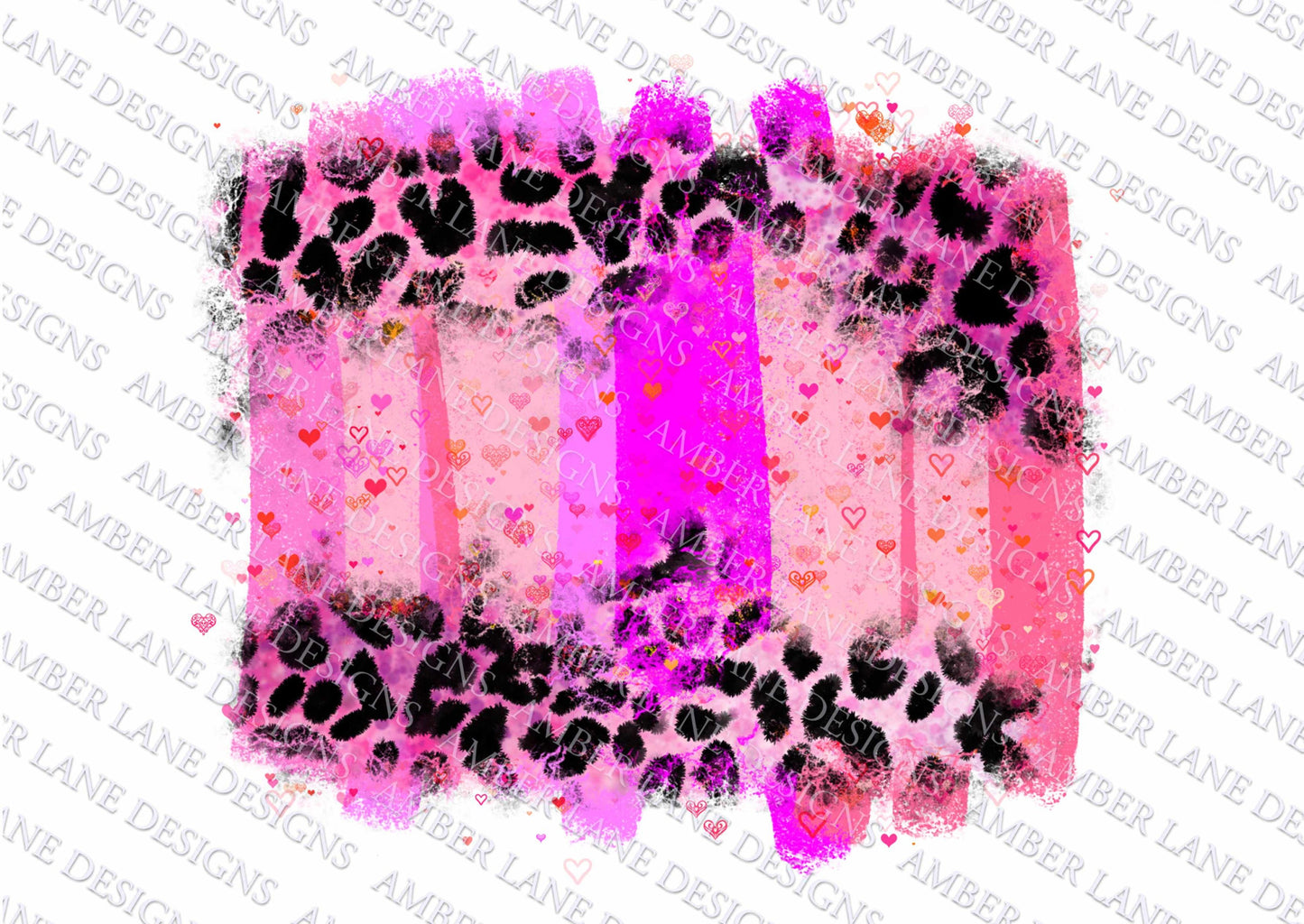 Pink Valentine Leopard with brush strokes and hearts backsplash, sublimation, scrapbook background, png file