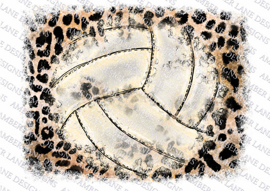 Volleyball and leopard grunge,  Watercolor  Background PNG , splash frame tumbler wrap