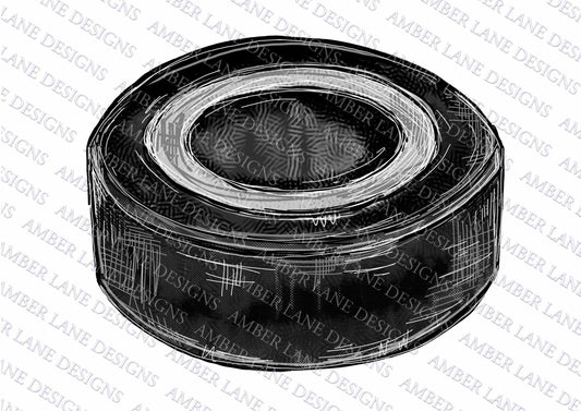 Hockey puck, ice hockey hand drawn,  Watercolor PNG tumbler wrap