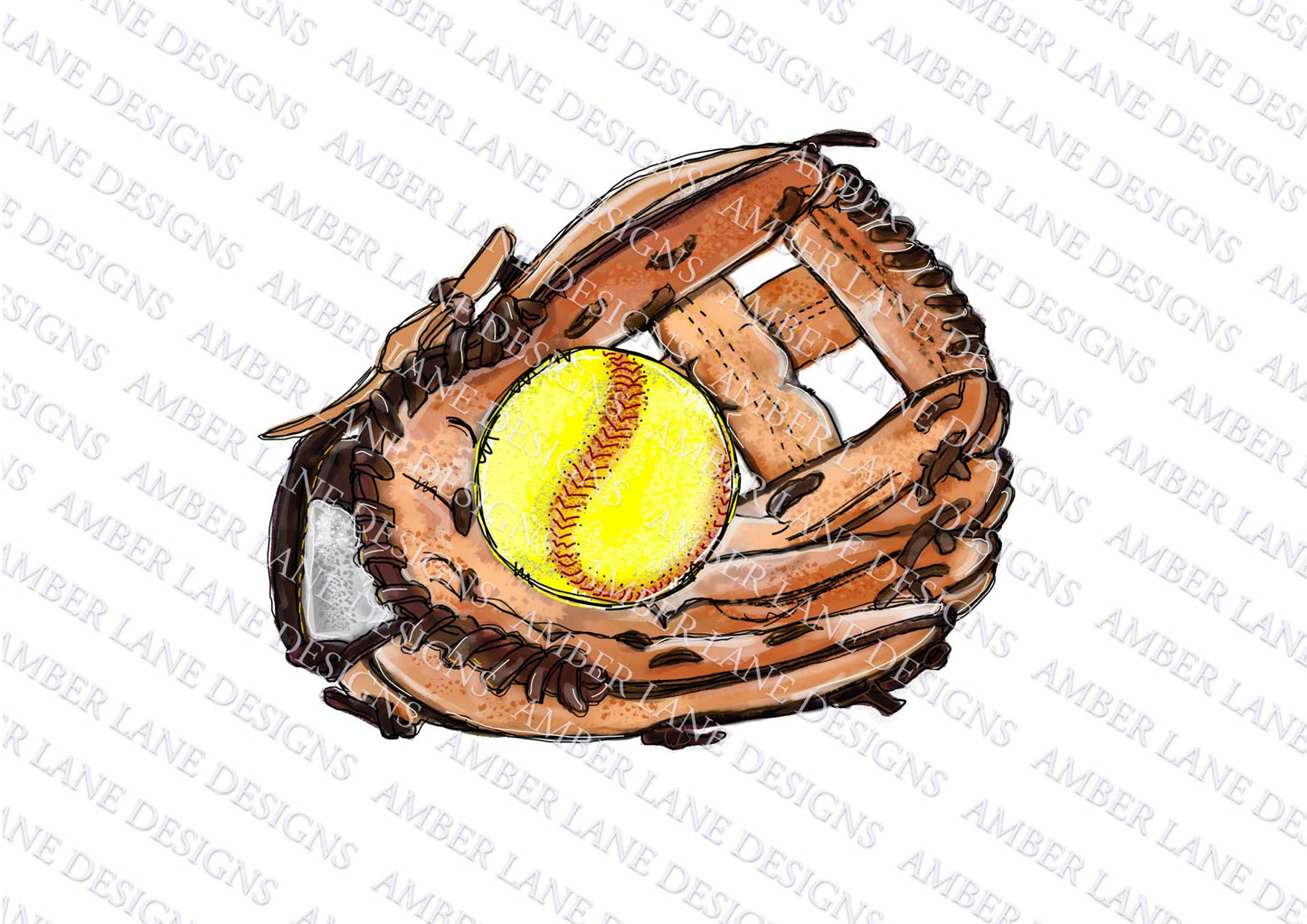 Softball Glove and Ball png file Sublimation Design