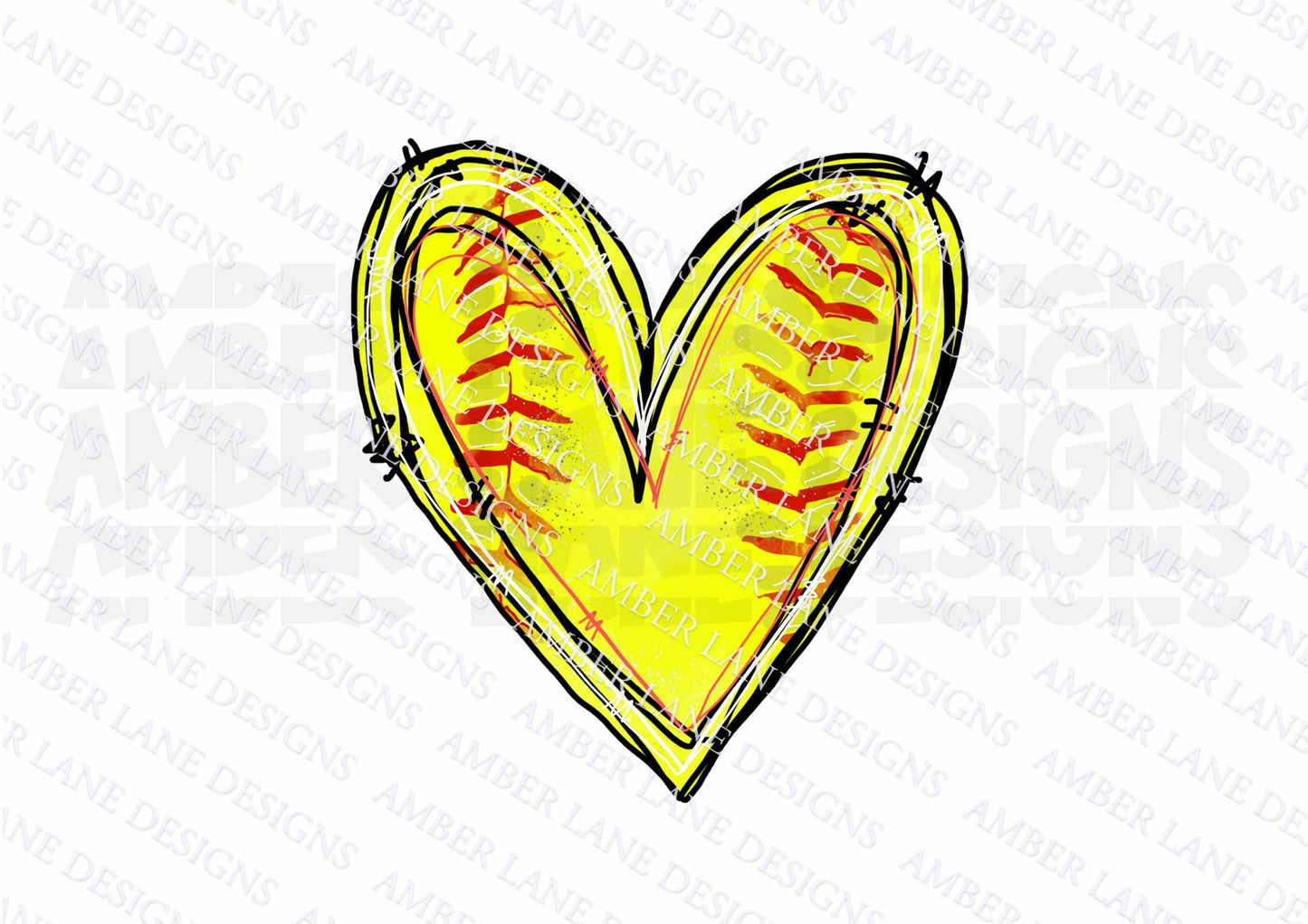 Softball Heart png, Watercolor Sublimation , PNG Design | Softball Design