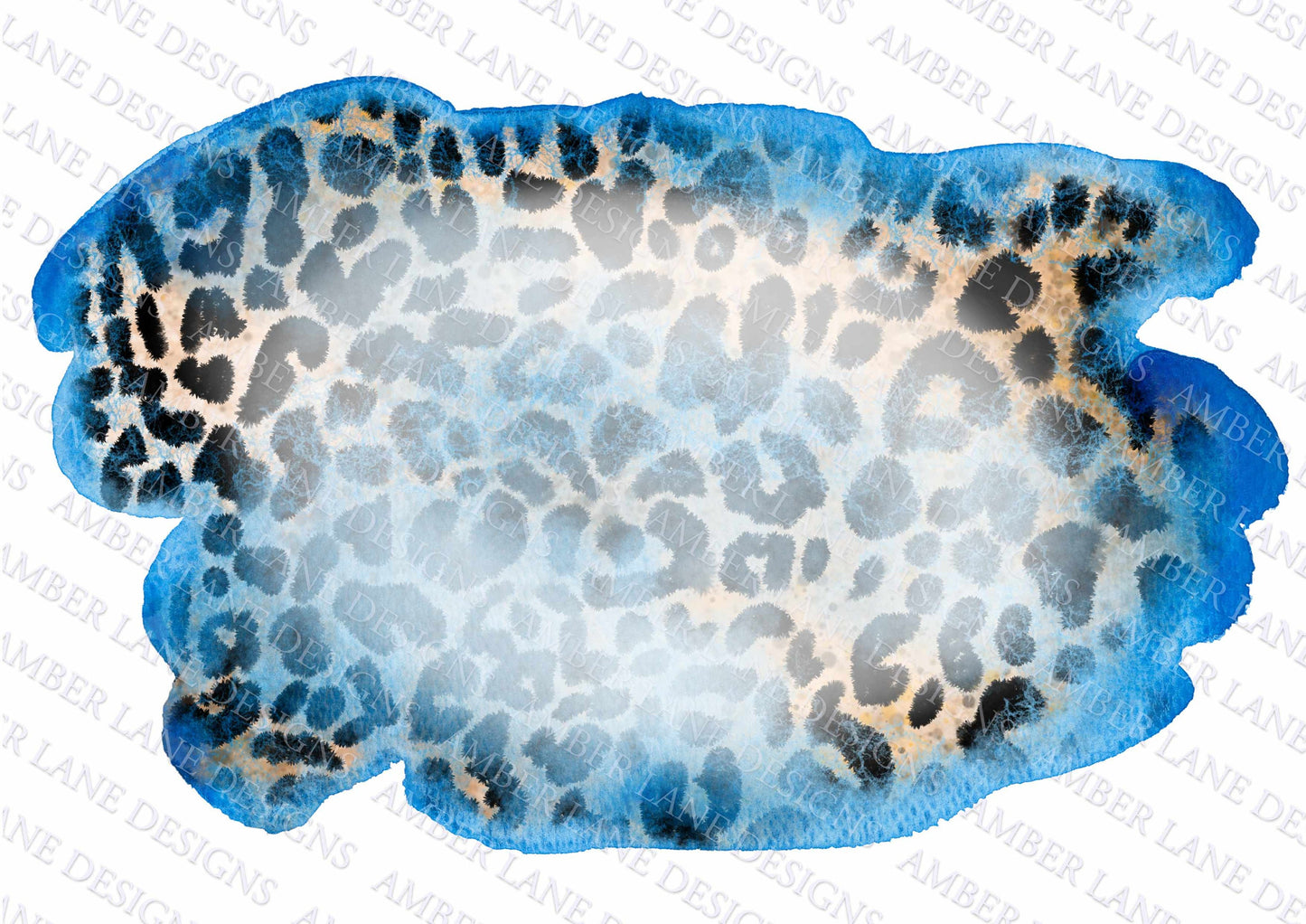 Blue watercolor leopard bleach blob background, backsplash, sublimation, scrapbook background, png file