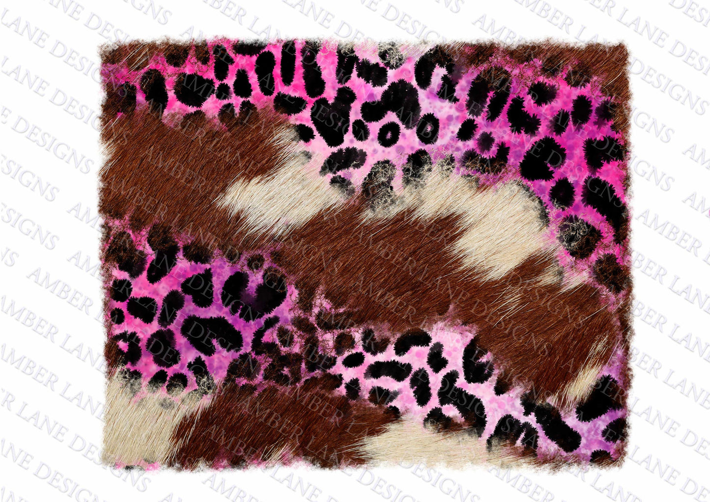 Cowhide and Pink Leopard Background PNG, Distressed Grunge Splash Background tumbler wrap