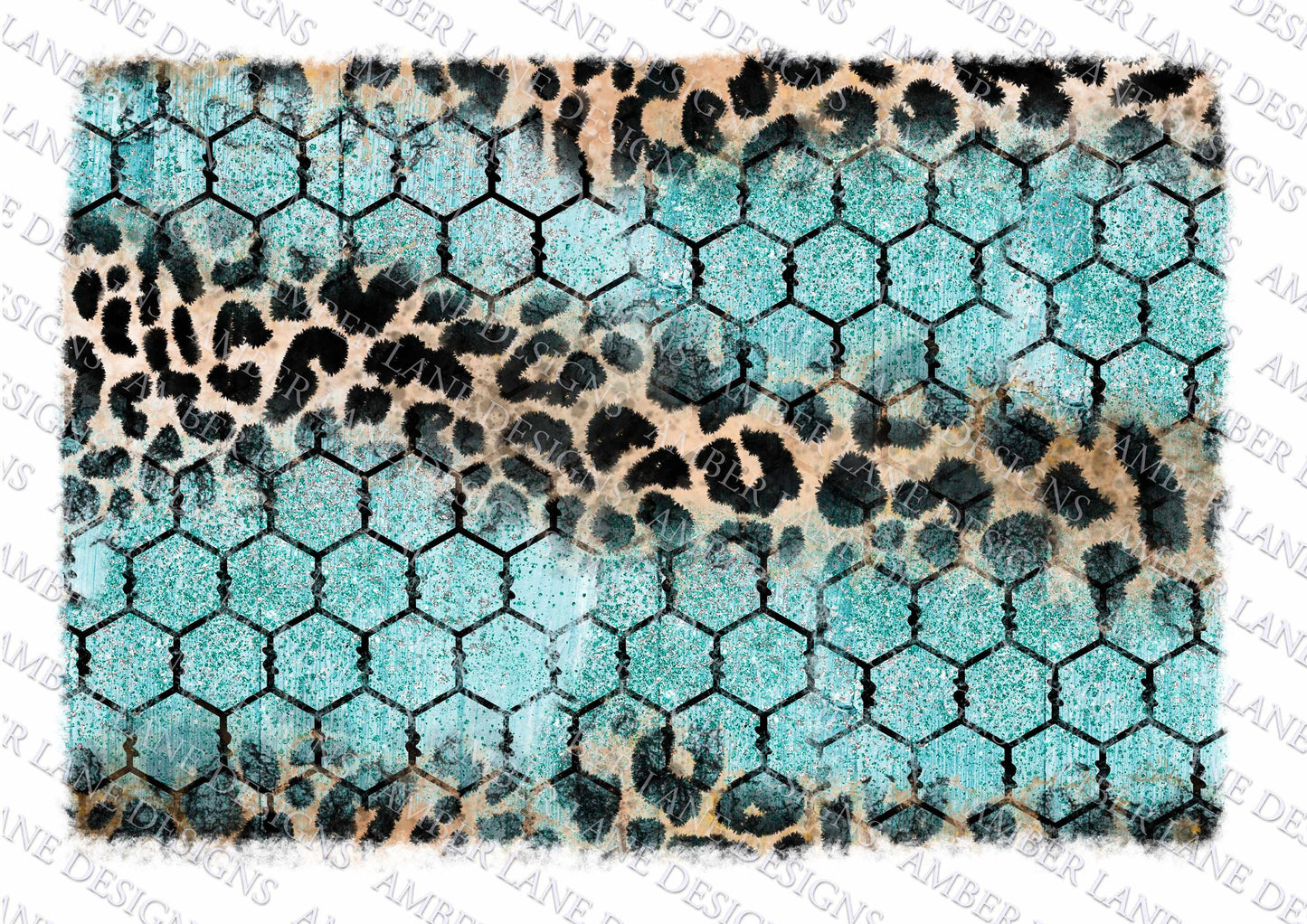 Chicken wire background with Turquoise wood and glitter | Hand Drawn | Sublimation PNG |