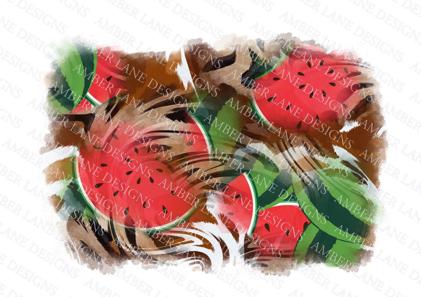 Watermelon and animal print background, Sublimation png