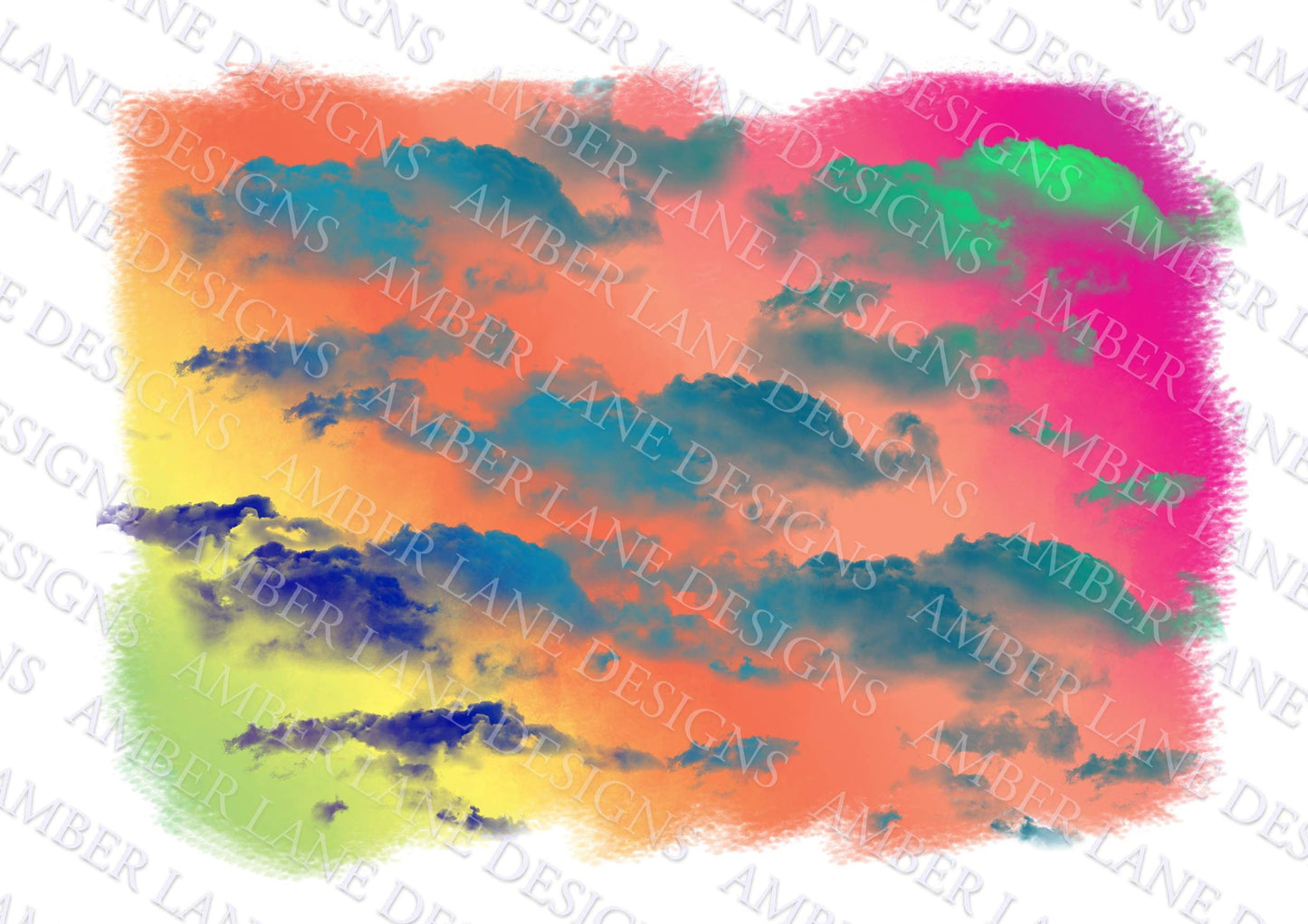 Rainbow clouds background, png file, Hand Drawn, Design elements