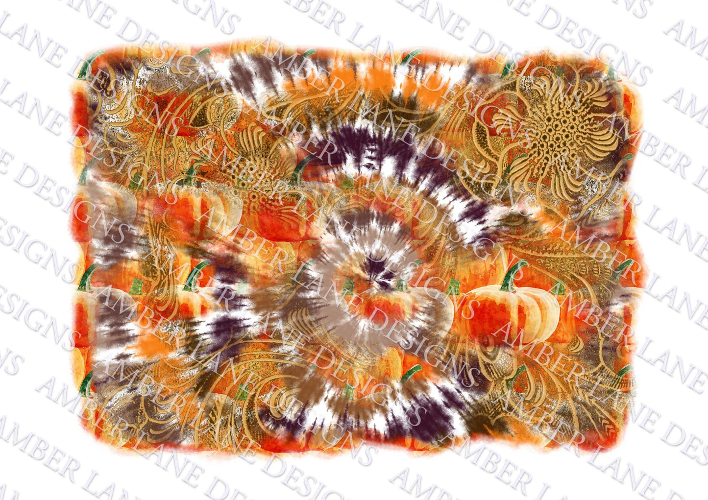 Pumpkins, tie- dye and tooled leather, Fall western frame,  Background, PNG file, tumbler wrap