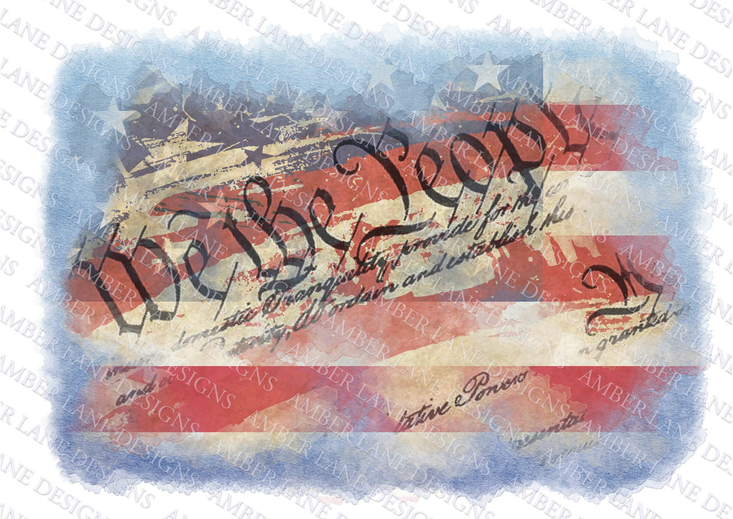 We The People, watercolor background, American flag, background ,PNG file