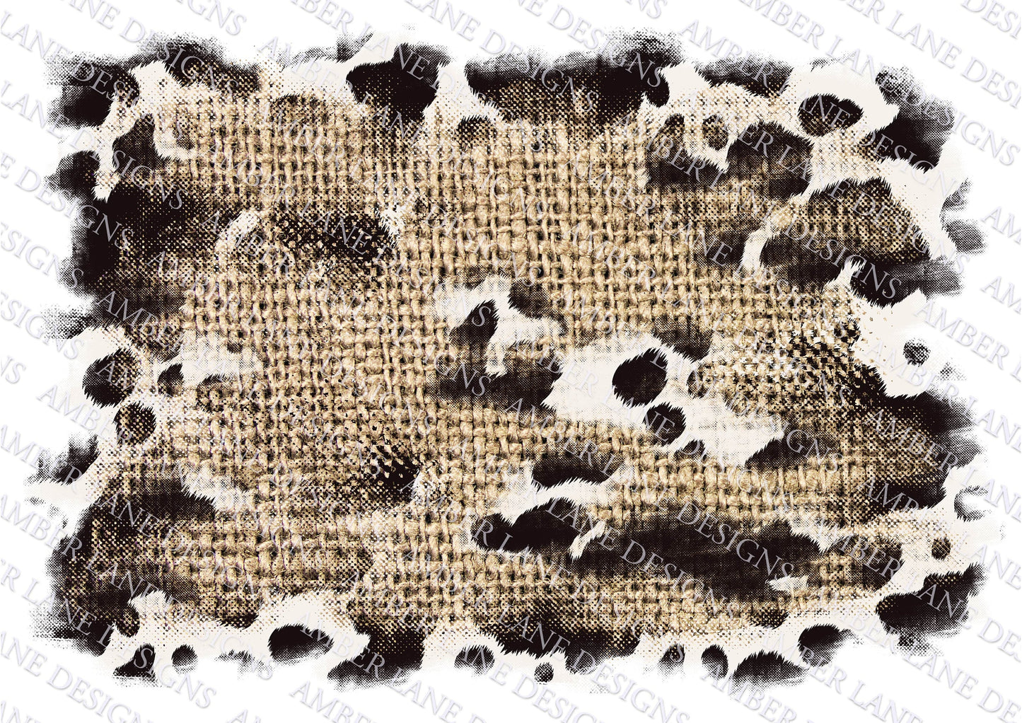 Black and white Cowhide and burlap Background PNG