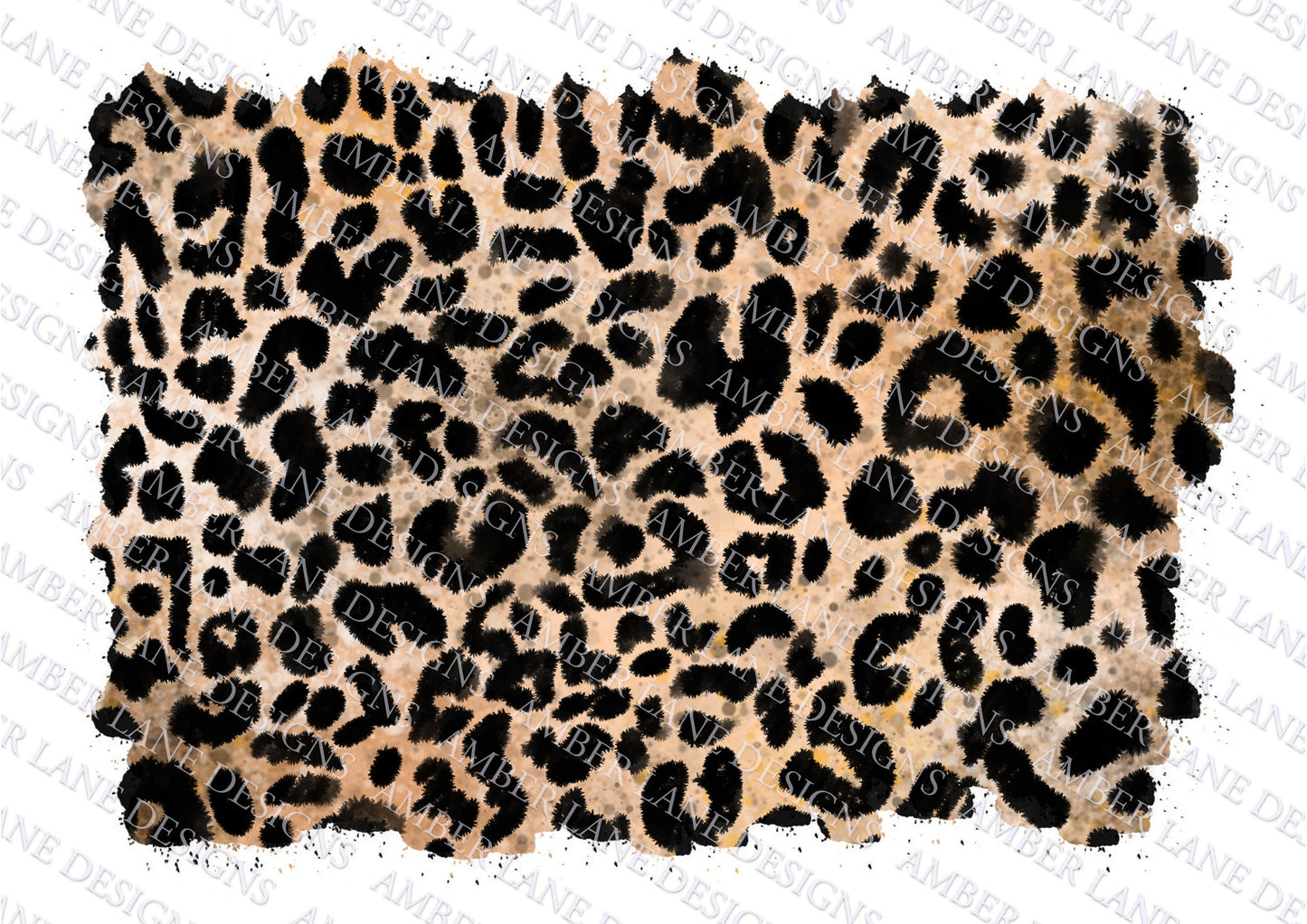 Watercolor Leopard Distressed background patch, hand drawn, grunge png file