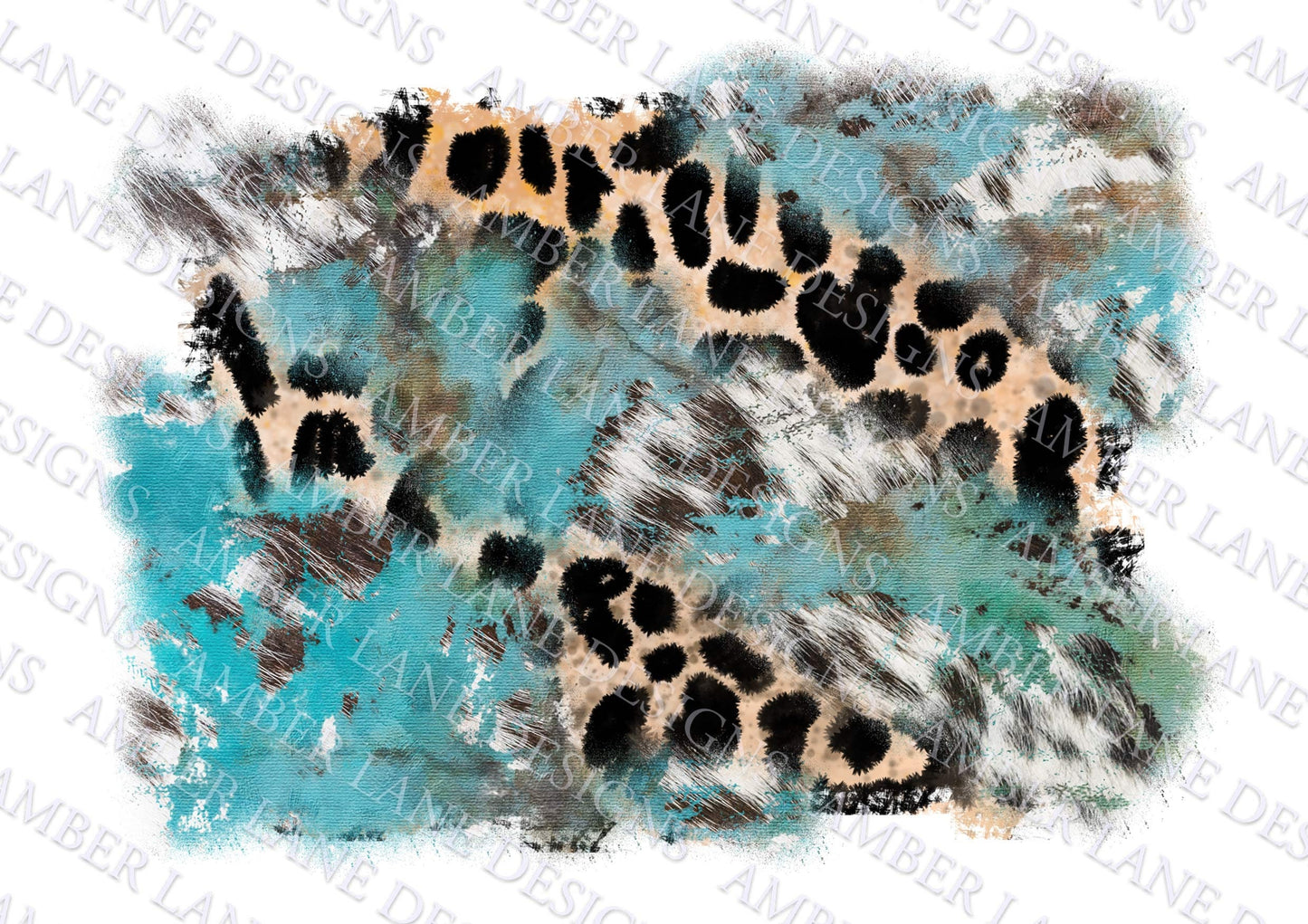 Turquoise, leopard and Cowhide, PNG file, Distressed western Background