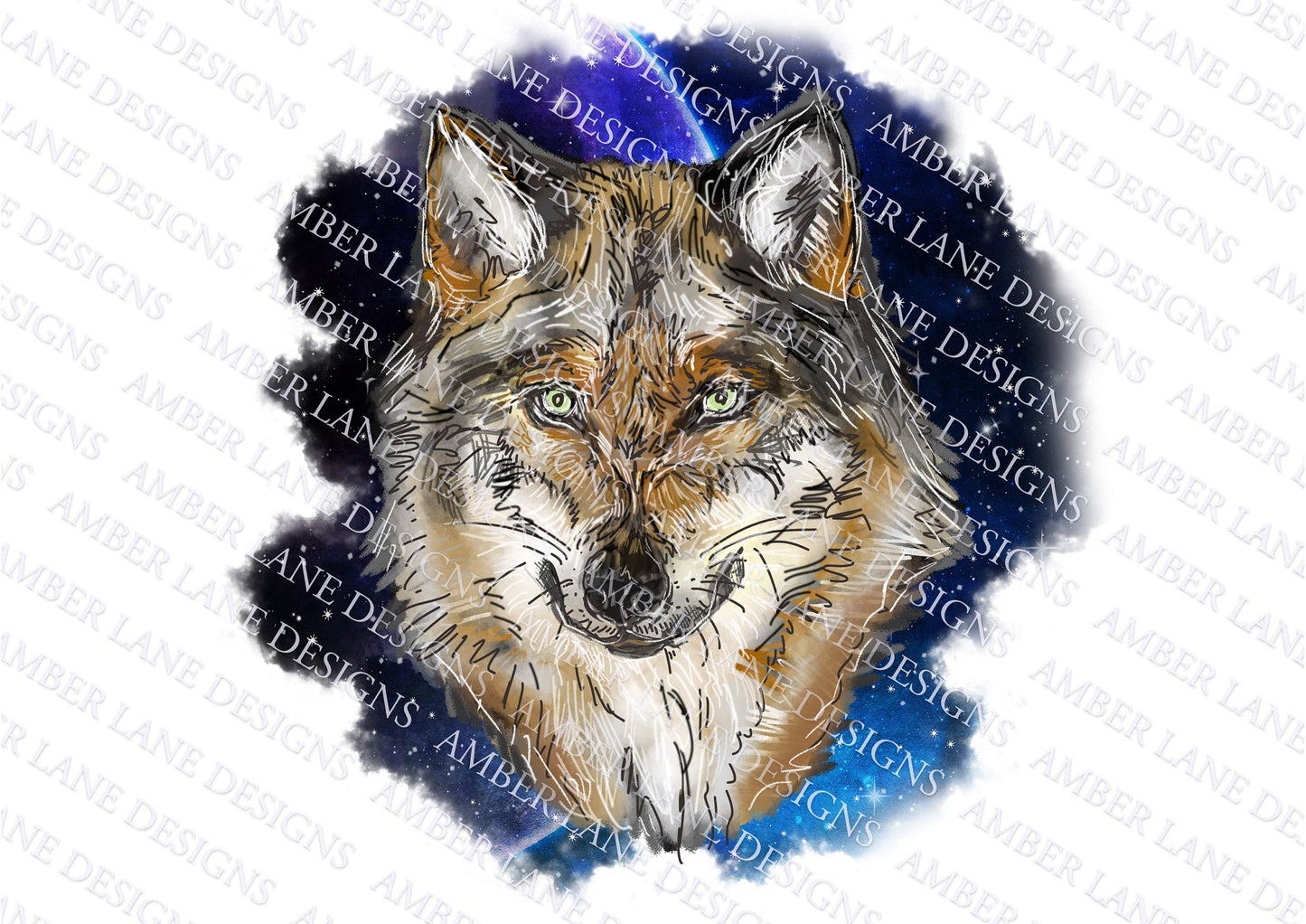 Wolf In The Dark Night Sky Png, Brown wolf face, Watercolor Wolf Painting PNG | Sublimation| Wolf portrait