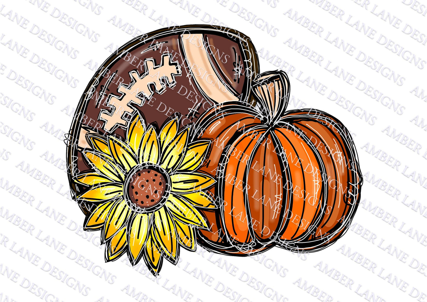Pumpkin, Sunflower and Football png pumpkin Sublimation file