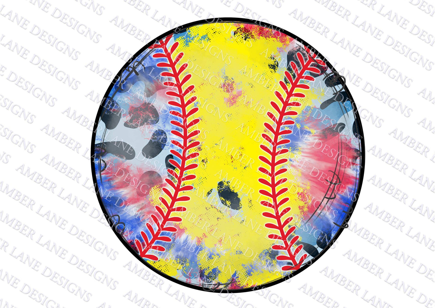 Softball and USA tie- dye, Watercolor Sublimation PNG Design