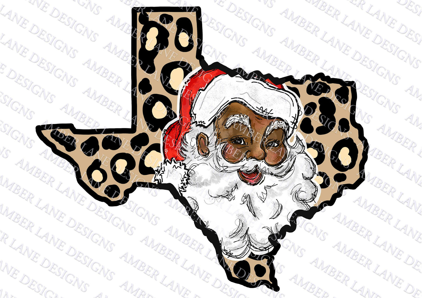 Black Santa with Santa hat, Texas state PNG Sublimation,  tumbler wrap