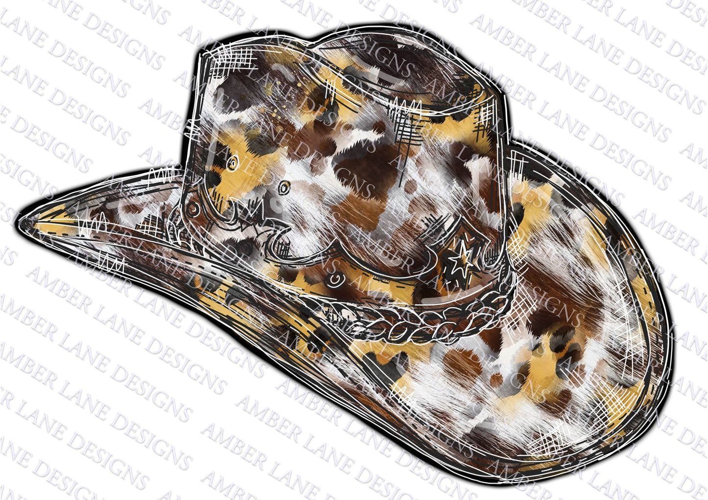 Cowhide and Leopard Cowboy Hat | western PNG Design tumbler wrap