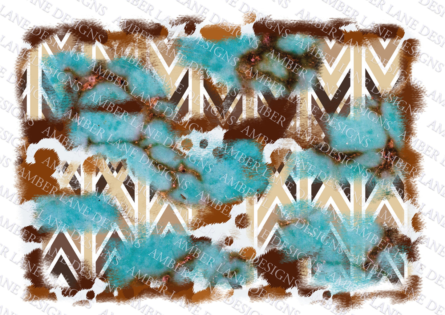 Brown Aztec, turquoise and cowhide western print backsplash, sublimation, scrapbook background, png file
