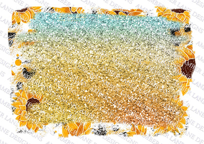 Sunflower and glitter summer frame, 2 PNG backgrounds, backsplash file